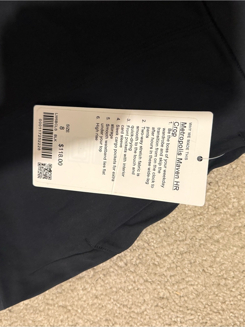 Lululemon Metropolis Maven High-Rise Crop Pants Black Size 8 NWT - Picture 4 of 7